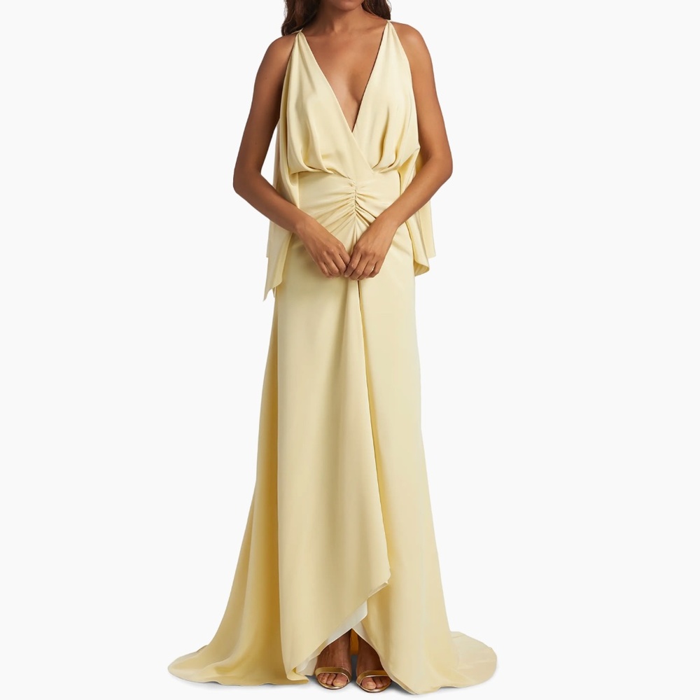 BRANDON MAXWELL The Sierra Gathered Silk Crepe Gown